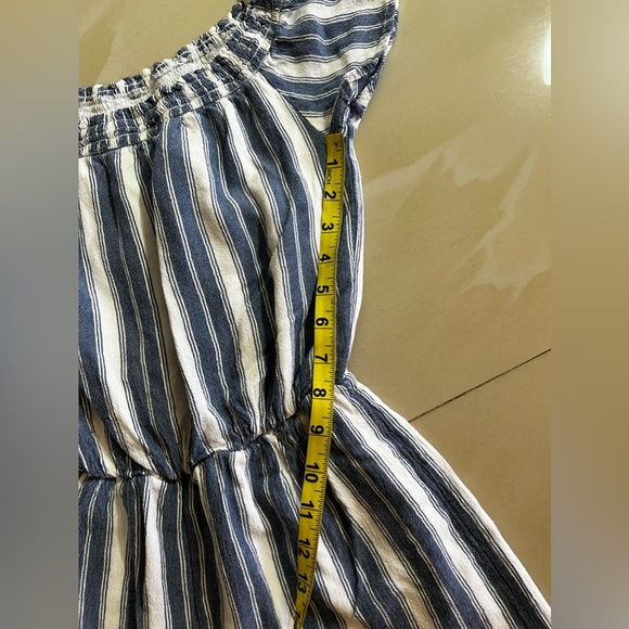 🦋 Hollister Off-The-Shoulder Striped Romper blue/white stripes one piece size S - Picture 7 of 16